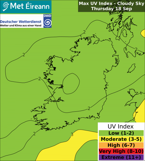 Max UV Index - Cloudy Sky - Thursday, 18 Sep 2025