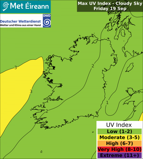 Max UV Index - Cloudy Sky - Friday, 19 Sep 2025 Max UV Index - Cloudy Sky - Friday, 19 Sep 2025