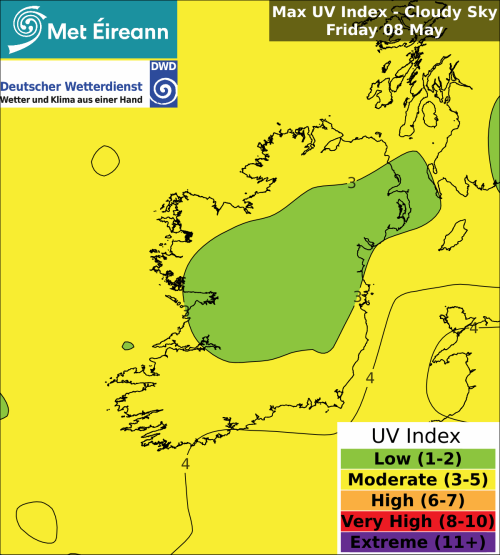 Max UV Index - Cloudy Sky - Friday, 08 May 2026