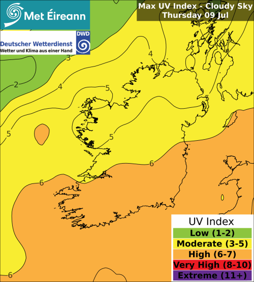 Max UV Index - Cloudy Sky - Thursday, 09 Jul 2026