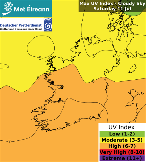 Max UV Index - Cloudy Sky - Saturday, 11 Jul 2026